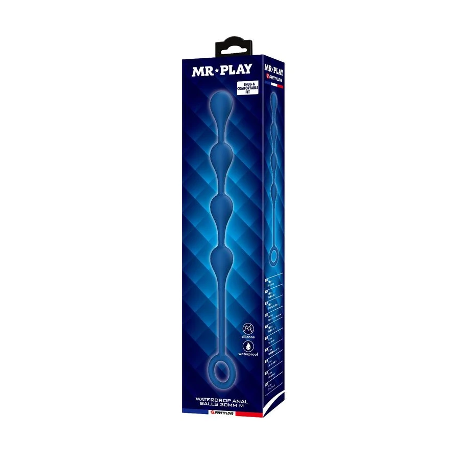 MR PLAY - BLUE SILICONE ANAL BEADS SIZE M 33 CM